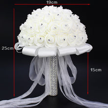 Load image into Gallery viewer, 23cm White Rose Bouquet Bridal Wedding Bouquet Artificial Fake Flower Wedding Bouquet