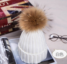 Lade das Bild in den Galerie-Viewer, Warm Winter Knit Beanie Hats 2021 Autumn and Winter Solid Color Curling Korean Style Raccoon Wool Unisex