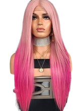 Lade das Bild in den Galerie-Viewer, Women Wig Fashion Gradient Color Mid-Length Straight Hair Headgear W337
