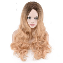 Load image into Gallery viewer, Women Wig Synthetic Wigs Golden Gradient Long Curly Hair W266