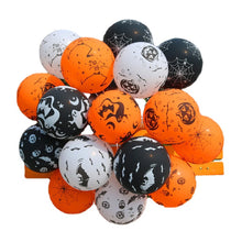 Load image into Gallery viewer, 100pcs Pumpkin Halloween Xmas Christmas Gifts Decoration Thickened Full Flower Printing Rubber Balloons Festival Ghost