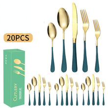 Lade das Bild in den Galerie-Viewer, 304 Stainless Steel Flatware Sets 20pcs Western Food/Steak Knife, Fork and Spoon Tableware Set