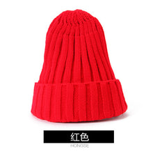 Lade das Bild in den Galerie-Viewer, Warm Winter Knit Beanie Hats Thickened Cap Korean Style Fluorescent Wool Solid Color Pullover Unisex