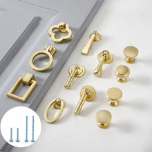 Lade das Bild in den Galerie-Viewer, 2pcs Gold Cabinet Pulls Solid Zinc Alloy Kitchen Cupboard Single hole for bedside table Handle Drawer Knobs
