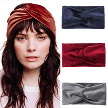 Lade das Bild in den Galerie-Viewer, 2pcs Fashion Female Knots Bow Hair Band Shiny Solid Color Velvet Headband Press Hair Headdress