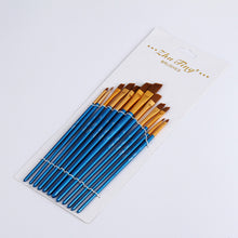 Load image into Gallery viewer, 12 PCs Blue Rod Brush Nylon Wool Gouache Brush