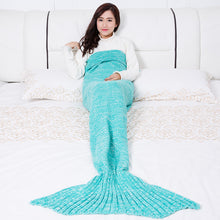 Lade das Bild in den Galerie-Viewer, Wool Blanket Mermaid Blanket Knitted Blanket Mermaid Tail Blanket Sofa Cover