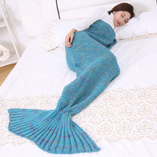 Lade das Bild in den Galerie-Viewer, Wool Blanket Mermaid Blanket Knitted Blanket Mermaid Tail Blanket Sofa Cover