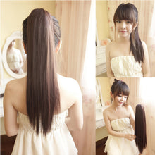 Lade das Bild in den Galerie-Viewer, Women Wig Long Straight Hair Clip-on Ponytail Solid Color W396