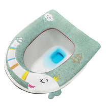 Load image into Gallery viewer, 3pcs Toilet Seat Cover Pads Linen Summer Cartoon Elephant Breathable Zipper Closestool Cushion