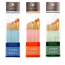 Load image into Gallery viewer, 10 Nylon Brushes Pink Rod Nylon Hair  Brush Oil Painting Brush Set