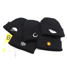 Lade das Bild in den Galerie-Viewer, Warm Winter Knit Beanie Hats Embroidered Weather Hat Men 'S Crimped Pullover Wool Unisex