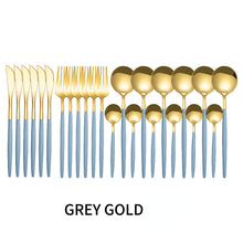 Lade das Bild in den Galerie-Viewer, 304 Stainless Steel Flatware Sets 24-Piece Set Table Knife Gold Mirror Polished Spoon Fork