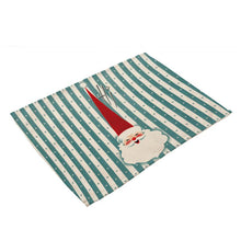 Load image into Gallery viewer, 2PC Christmas Tablecloths Cartoon Snowman Santa Claus Dining Room Decor Tableware Placemat Cup Pads