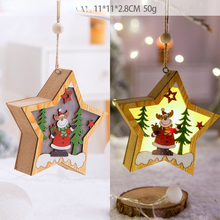 Load image into Gallery viewer, 2PCs Christmas Tree Decoration Glowing Wooden Pendant Small Gift