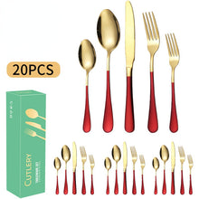 Lade das Bild in den Galerie-Viewer, 304 Stainless Steel Flatware Sets 20pcs Western Food/Steak Knife, Fork and Spoon Tableware Set