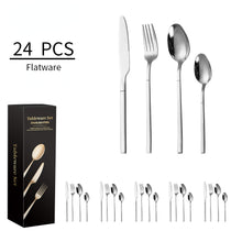 Lade das Bild in den Galerie-Viewer, 304 Stainless Steel Flatware Sets Western Food/Steak Knife Fork Spoon Four Components 24pcs
