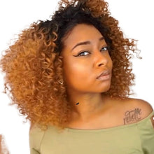 Load image into Gallery viewer, Women Wig Small Curly Hair Afro Black Gradient Brown Mid-Length W74