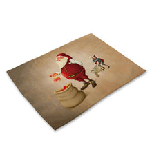 Load image into Gallery viewer, 2pcs Christmas Tablecloths Christmas Santa Claus Placemat Nonslip Washable Table Mat