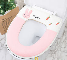 Load image into Gallery viewer, 3pcs Toilet Seat Cover Pads Embroidery Cartoon Zipper Winter Thicker