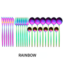 Lade das Bild in den Galerie-Viewer, 304 Stainless Steel Flatware Sets 24-Piece Set Table Knife Gold Mirror Polished Spoon Fork