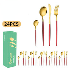 Lade das Bild in den Galerie-Viewer, 304 Stainless Steel Flatware Sets 6 People Western Food/Steak Knife, Fork and Spoon Gift Set