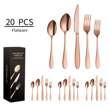Lade das Bild in den Galerie-Viewer, 304 Stainless Steel Flatware Sets Steak Knife and Fork Spoon 5 Components 20PCs