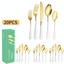 Lade das Bild in den Galerie-Viewer, 304 Stainless Steel Flatware Sets 20pcs Western Food/Steak Knife, Fork and Spoon Tableware Set