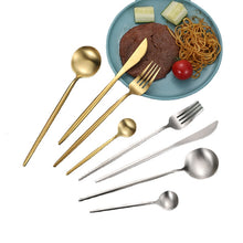 Lade das Bild in den Galerie-Viewer, 304 Stainless Steel Flatware Sets Spork 4-Piece Thick Steak Knife, Fork and Spoon Spork