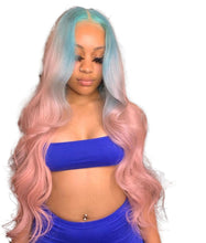 Lade das Bild in den Galerie-Viewer, Women Wig Long Curly Blue Pink Big Wave Fluffy Curling Iron Set W481