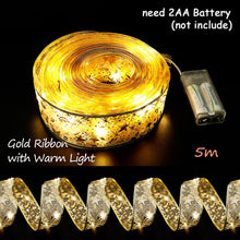 Load image into Gallery viewer, 2m/5m LED Light Christmas Ribbon Bows with LED Christmas Tree Ornaments New Year Home Decor