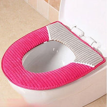 Load image into Gallery viewer, 3pcs Toilet Seat Cover Pads Corduroy Autumn and Winter Warm Pu Waterproof Plush Thicker Velcro
