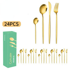 Lade das Bild in den Galerie-Viewer, 304 Stainless Steel Flatware Sets 6 People Western Food/Steak Knife, Fork and Spoon Gift Set