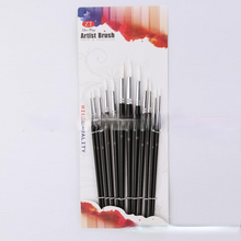 Load image into Gallery viewer, 12 Black Stick White Nylon Hair Art Brushes
