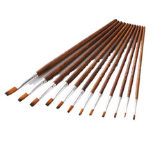Load image into Gallery viewer, 12 Nylon Wool Gouache Watercolor Paint Brushes Pen Set