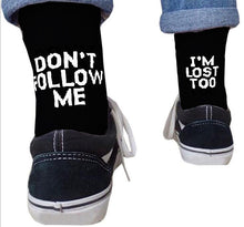 Load image into Gallery viewer, 3 Pairs Trendy Printed Adult Men's and Women's Socks Dont Follow Me I AM Lose Too