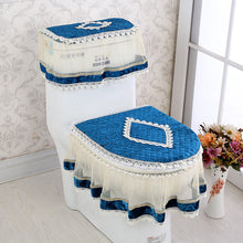 Load image into Gallery viewer, 3pcs Toilet Seat Cover Pads Korean Fabric Craft Gold Velvet Lace Three-Piece Set Dust
