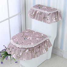 Load image into Gallery viewer, 3pcs Toilet Seat Cover Pads Korean Fabric Craft Gold Velvet Lace Three-Piece Set Dust