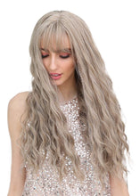 Load image into Gallery viewer, Women Wig Long Curly Hair Realistic Air Bangs Granny Grey Corn Curler W132