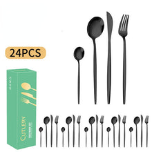 Lade das Bild in den Galerie-Viewer, 304 Stainless Steel Flatware Sets 6 People Western Food/Steak Knife, Fork and Spoon Gift Set