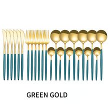 Lade das Bild in den Galerie-Viewer, 304 Stainless Steel Flatware Sets 24-Piece Set Table Knife Gold Mirror Polished Spoon Fork