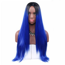 Load image into Gallery viewer, Women Wig Black Gradient Mid-Length Straight Hair Headgear W237