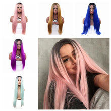 Load image into Gallery viewer, Women Wig Black Gradient Mid-Length Straight Hair Headgear W237