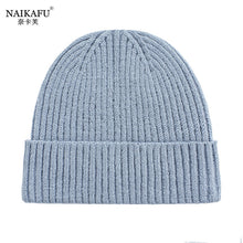 Lade das Bild in den Galerie-Viewer, Warm Winter Knit Beanie Hats Korean Style Women Solid Color Sleeve Cap Unisex