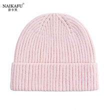 Lade das Bild in den Galerie-Viewer, Warm Winter Knit Beanie Hats Korean Style Women Solid Color Sleeve Cap Unisex