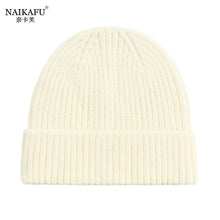 Lade das Bild in den Galerie-Viewer, Warm Winter Knit Beanie Hats Korean Style Women Solid Color Sleeve Cap Unisex