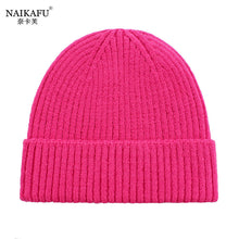 Lade das Bild in den Galerie-Viewer, Warm Winter Knit Beanie Hats Korean Style Women Solid Color Sleeve Cap Unisex