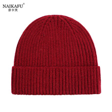 Lade das Bild in den Galerie-Viewer, Warm Winter Knit Beanie Hats Korean Style Women Solid Color Sleeve Cap Unisex