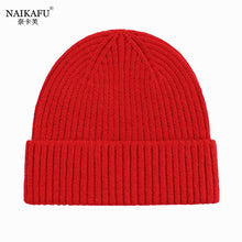 Lade das Bild in den Galerie-Viewer, Warm Winter Knit Beanie Hats Korean Style Women Solid Color Sleeve Cap Unisex