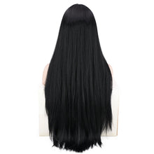 Load image into Gallery viewer, Women Wig African Natural Black Bangs Long Straight Hair HeadCover W490